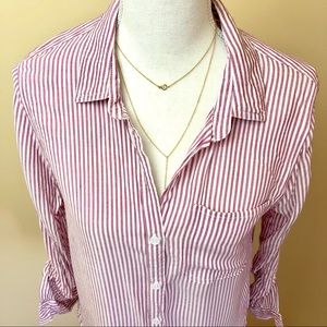 Pinky/Red Button Down Blouse